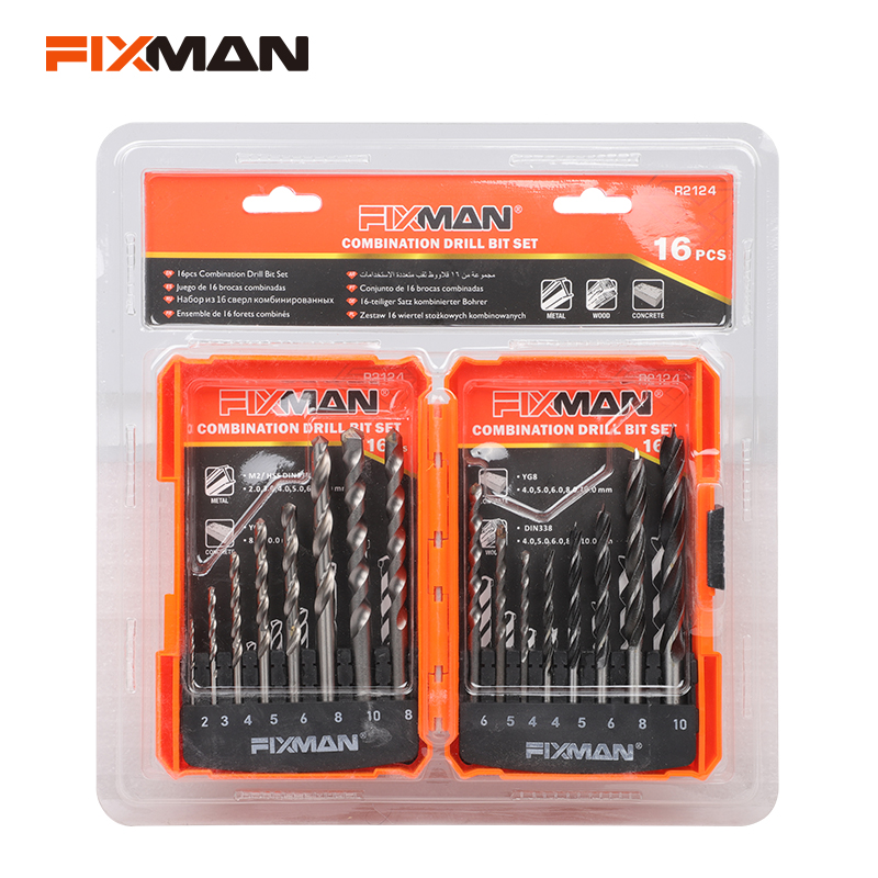 FIXMAN 16pcs Combination Drill Bit Set R2124