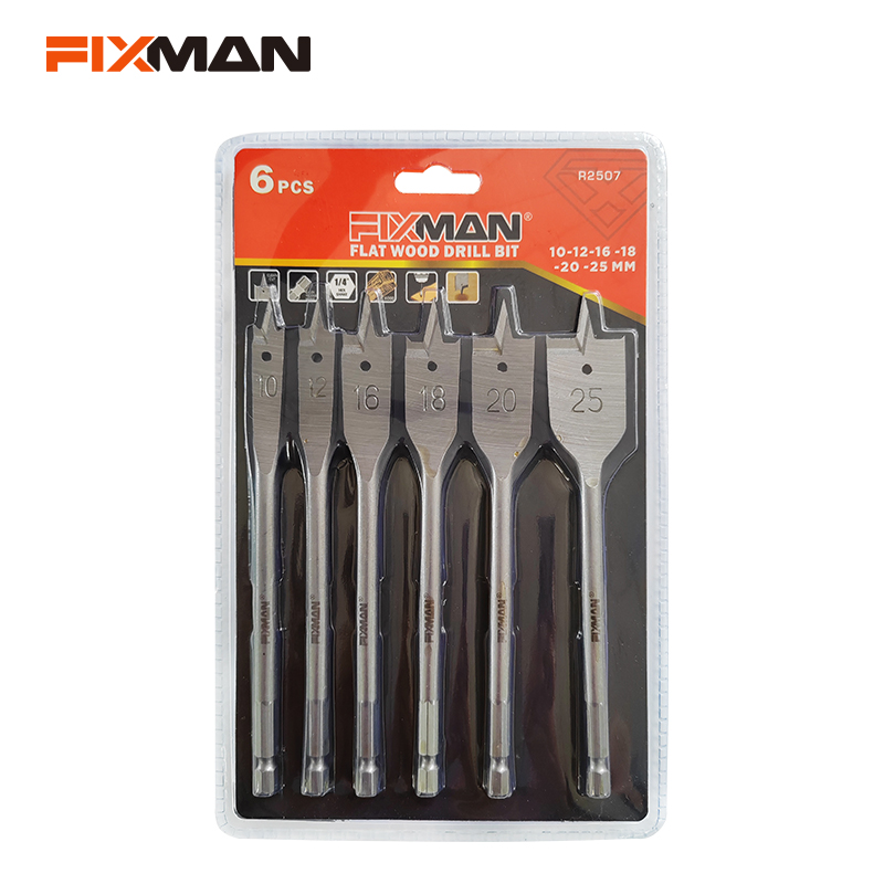 FIXMAN 6pcs Flat Wood Drill Bit Set R2507